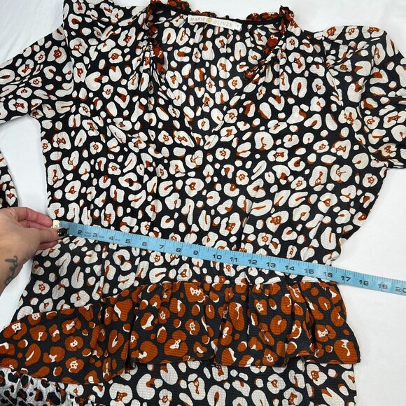 Marie Oliver Charley Dress Mini Mixed Neutral Leopard Print Ivory Black Brown M - Picture 5 of 9